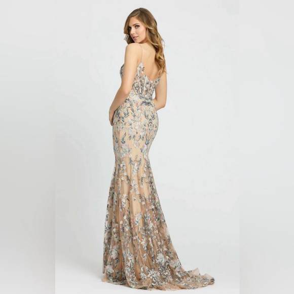 Floral embroidered spaghetti strap trumpet gown
NWT- 79313 - Picture 2 of 13